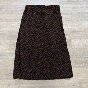 Madewell Layton Tiger Print Midi Slip Skirt Size 10 Retro Career Office